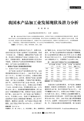 我国水产品加工业发展现状及潜力分析